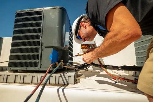 Air,Conditioning,Technician,Brazing,A,Copper,Line,Set,After,A